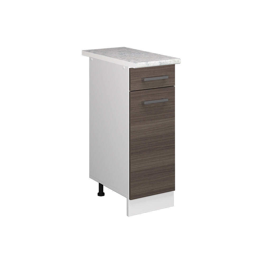 KÜCHENSCHRANK R-Line Grau 30 cm, AP Marmor - Weiß/Braun, Holzwerkstoff (30/81.6/60cm) - Vicco
