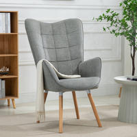 RELAXSESSEL aus Stoff im skandinavischen Stil, gepolsterte Sitzfläche mit Armlehnen, massive Buchenholzbeine in Grau - Grau, Holz/Textil (64/106/50cm) - Meubles Cosy