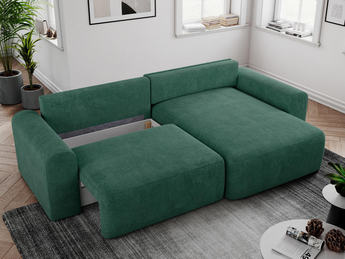 ECKSOFA NELSON Grün Struktur - Schwarz/Grün, Kunststoff/Textil (274/152cm) - MKS