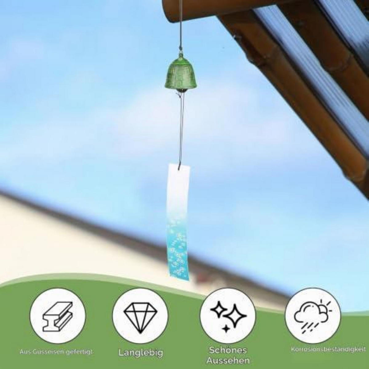 WINDSPIEL 2-teiliges Set Gusseisen Grün - Multicolor, Metall (40/5/5cm)