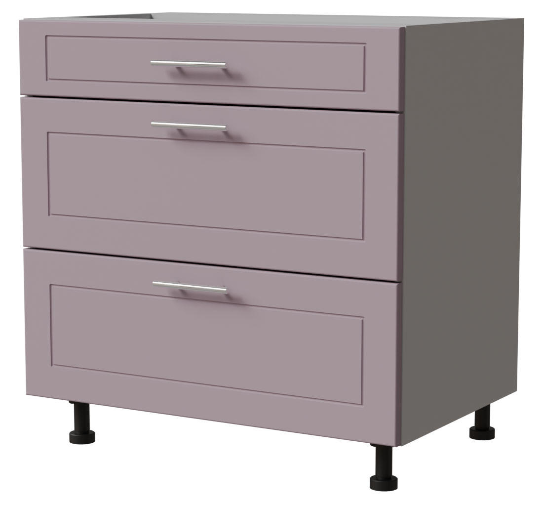 SCHUBLADENUNTERSCHRANK Bari D3/80 Grau / RAL 4009 pastellviolett 80 / 50 / 82cm Blum Teilauszug - Violett/Grau, Holz/Holzwerkstoff (80/82/50cm) - Feldmann-Wohnen