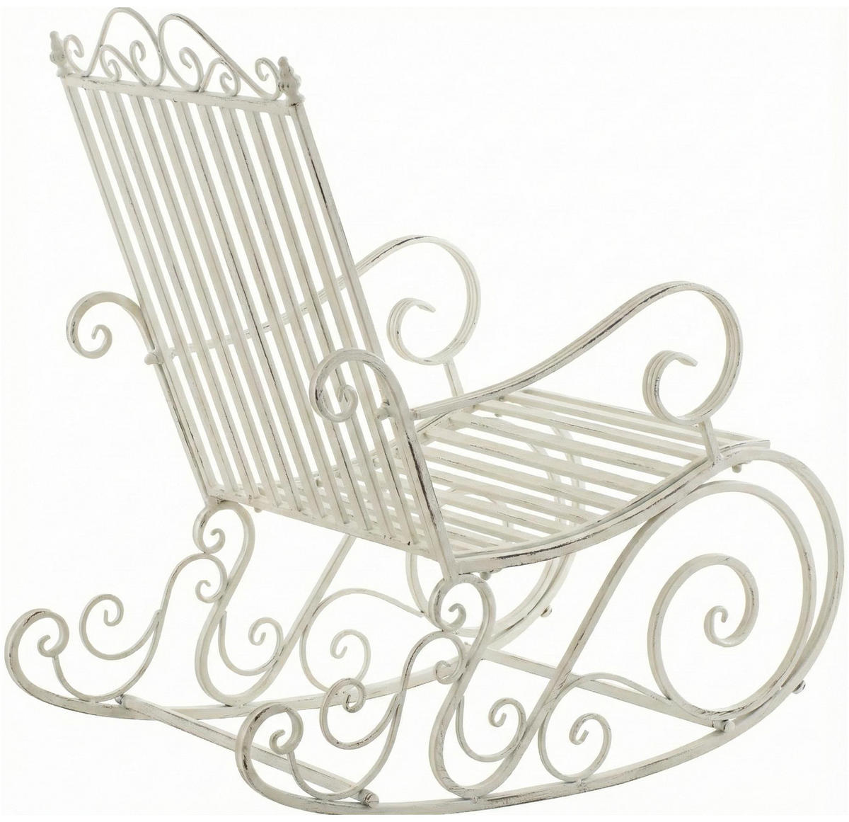 SCHAUKELSTUHL Anna Antik Outdoor 56x90x94cm Metall Antik-Weiß Gartenstuhl - Weiß, Metall (56/94/90cm) - DELUKE