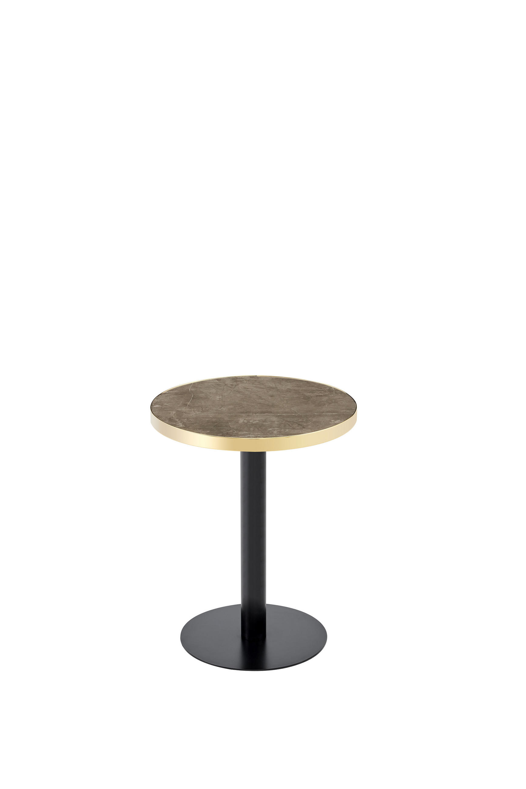 BEISTELLTISCH DE-37359 rund mit Marmoroptik und Goldrand Grau - Grau, Metall (60/60/74cm) - ComfortXL