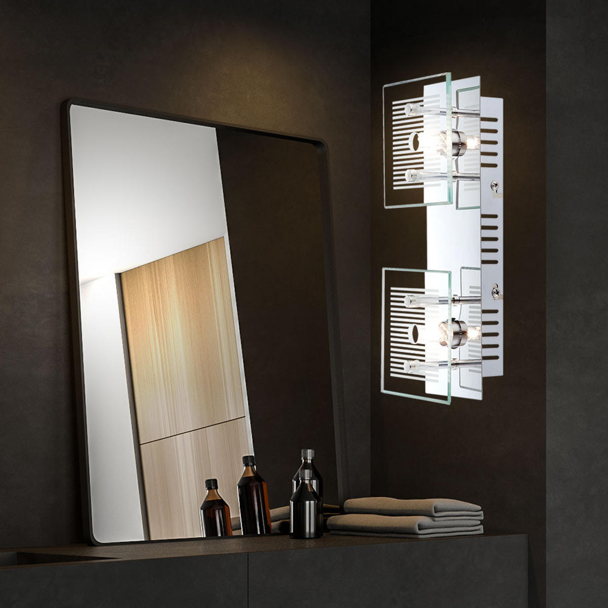 LED WANDLEUCHTE GILMA Metall Silber - Silberfarben, Glas (10/7.5/25cm) - Globo Lighting