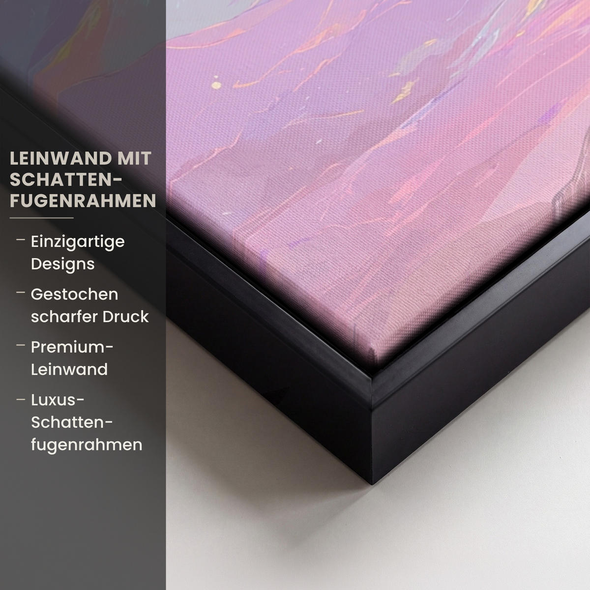LEINWAND Bilder mit Rahmen - Berggipfel - Wolken - Verträumt - 70x100 - Hellrosa, Textil (70/100cm) - MuchoWow