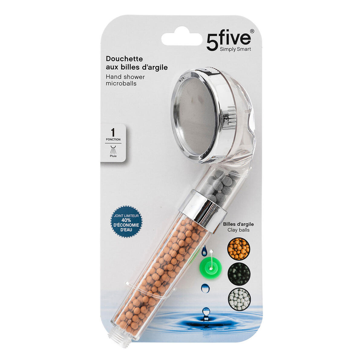 WASSERSPRAR-DUSCHKOPF, Kunststoff, verchromter Stahl, Transparent - Transparent, Kunststoff (7.5/24/7.8cm) - 5five Simply Smart