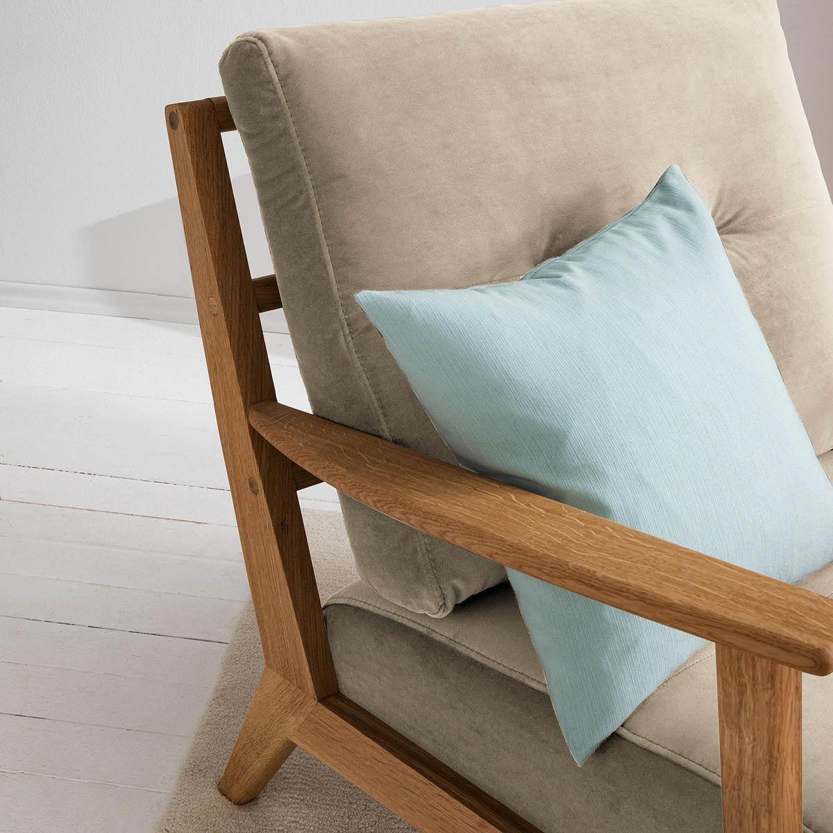 SESSEL - Beige/Braun, Eichenholz/Holz (83/80/75cm) - home24