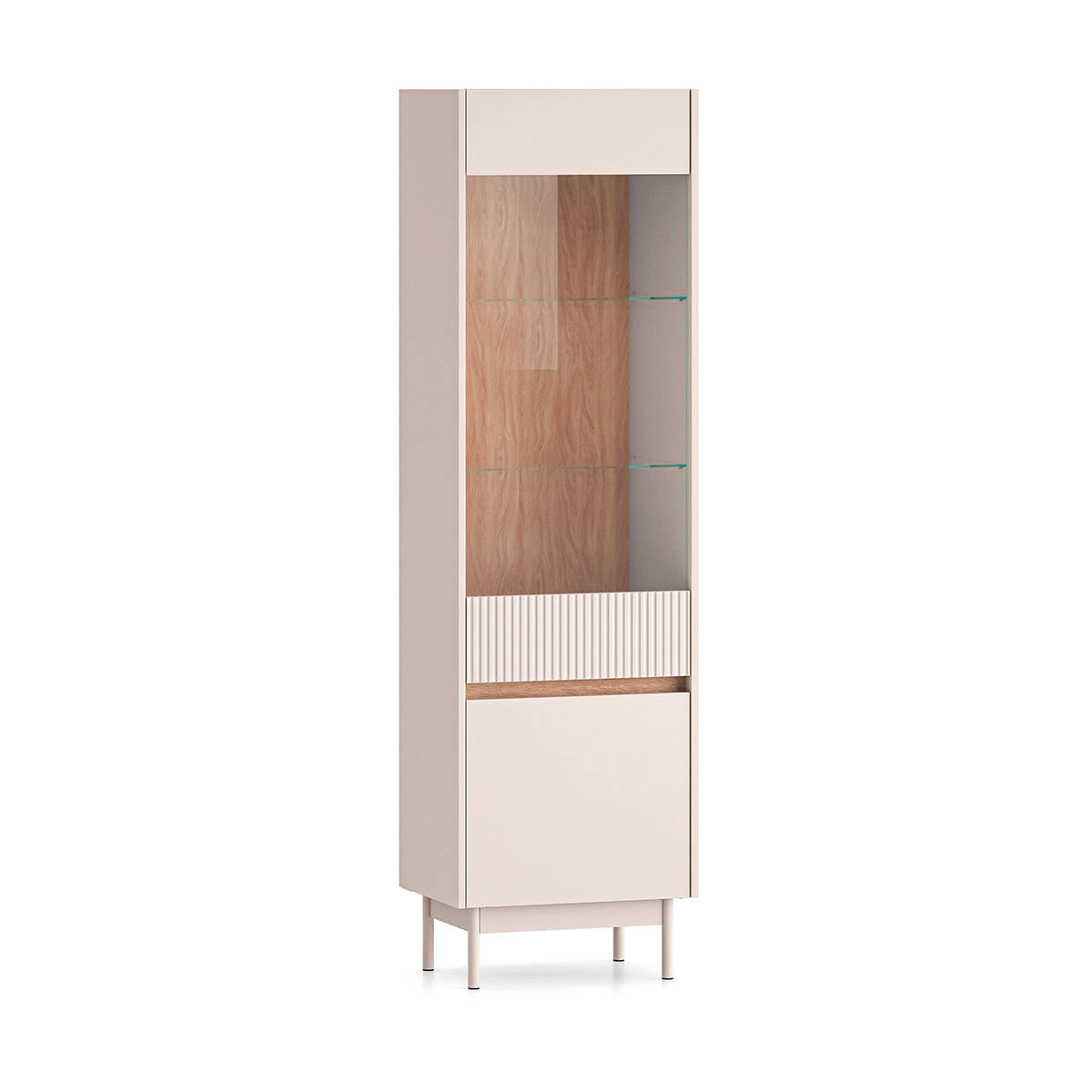 VITRINE Connie Kaschmir und Holz - Beige, Holzwerkstoff (54.9/192.8/40cm) - Petits-meubles