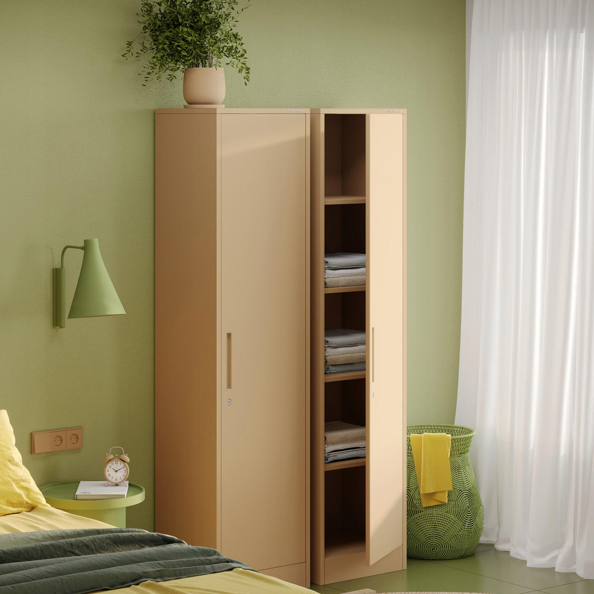BÜRO Aktenschrank ALEX 185x45 x40 cm - Beige, Metall (45/185/40cm) - Jan Nowak