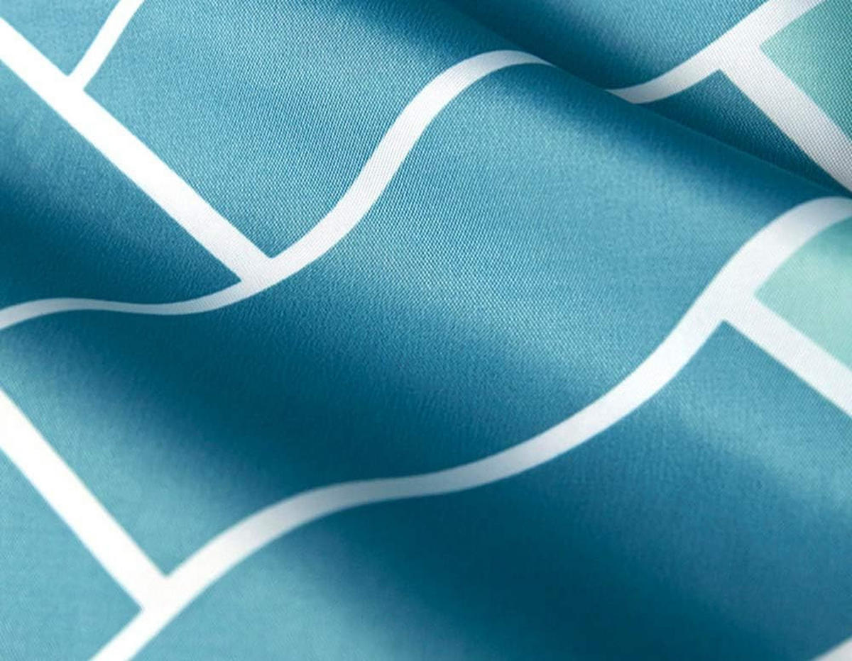 DUSCHVORHANG Blau Stoff Polyester wasserdicht schimmelresistent mit Ringen Haken Streifen geometrisch 120 x 200 cm - Blau, Textil (120/200cm) - MCBOSON