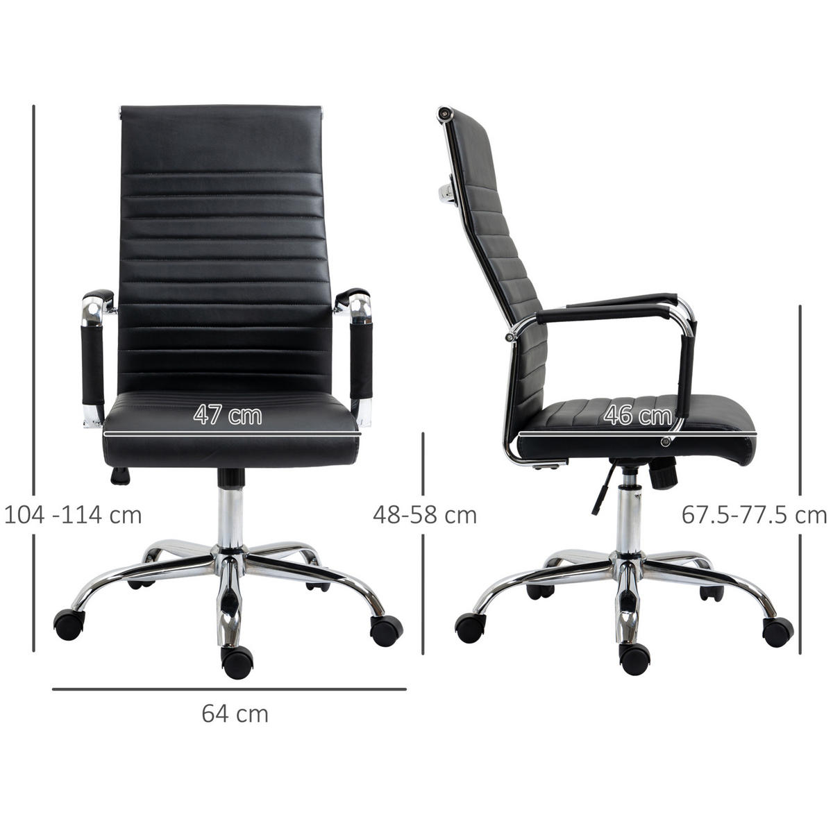 BÜROSTUHL ergonomisch höhenverstellbar mit Wippfunktion Schwarz - Schwarz, Metall (62/114/54cm) - Meubliv