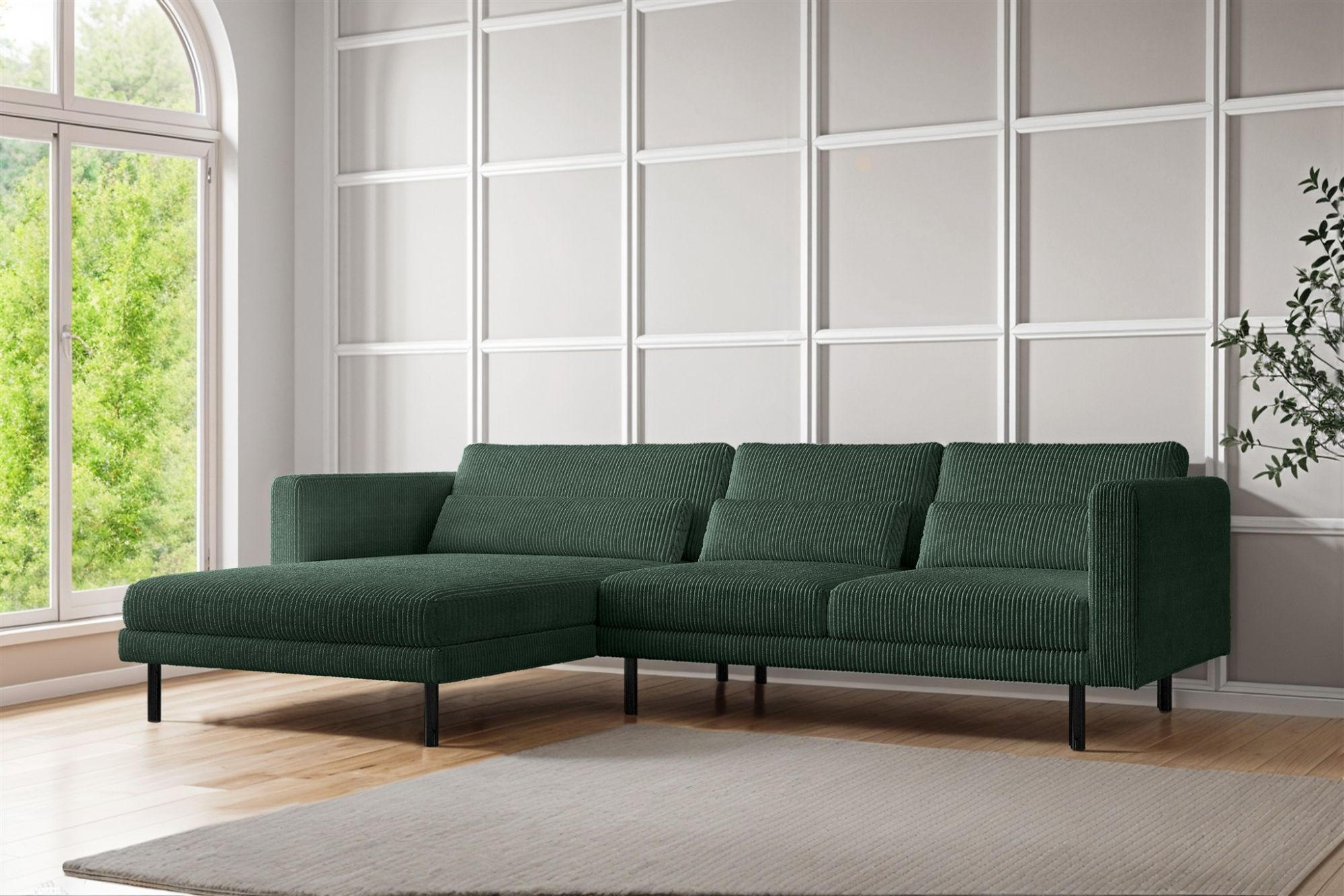 ECKSOFA Agada In Poso - Grün, Holzwerkstoff/Textil (281/174cm) - Fun Möbel