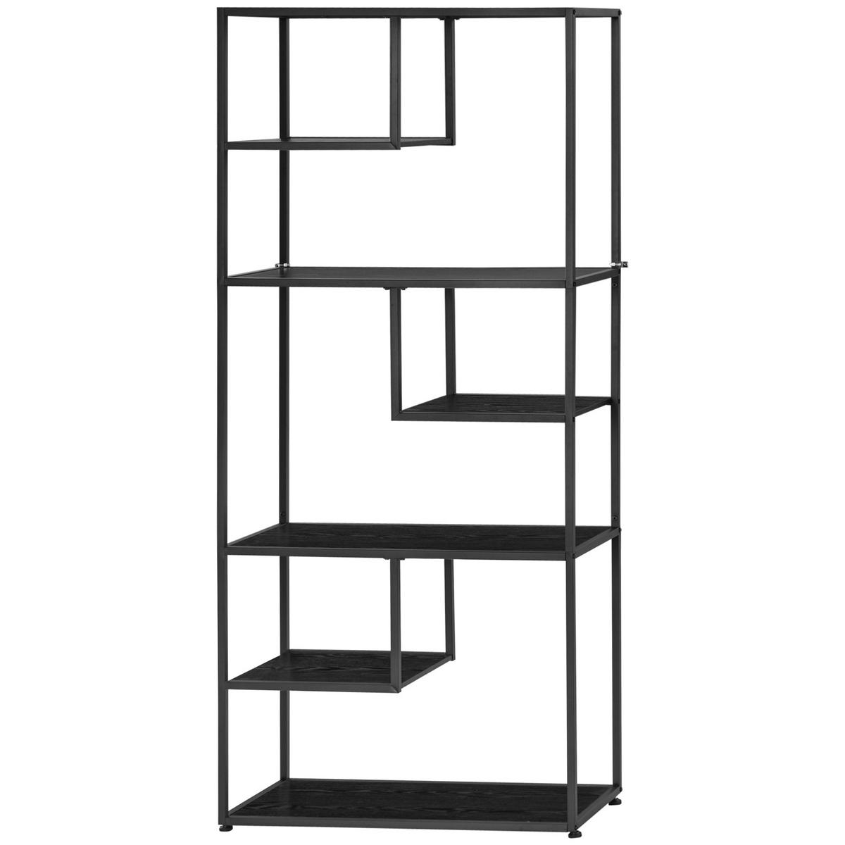 REGAL DE-15491 7 Ebenen, 83/34/180 cm Schwarz - Schwarz, Holzwerkstoff (83/180/34cm) - ComfortXL
