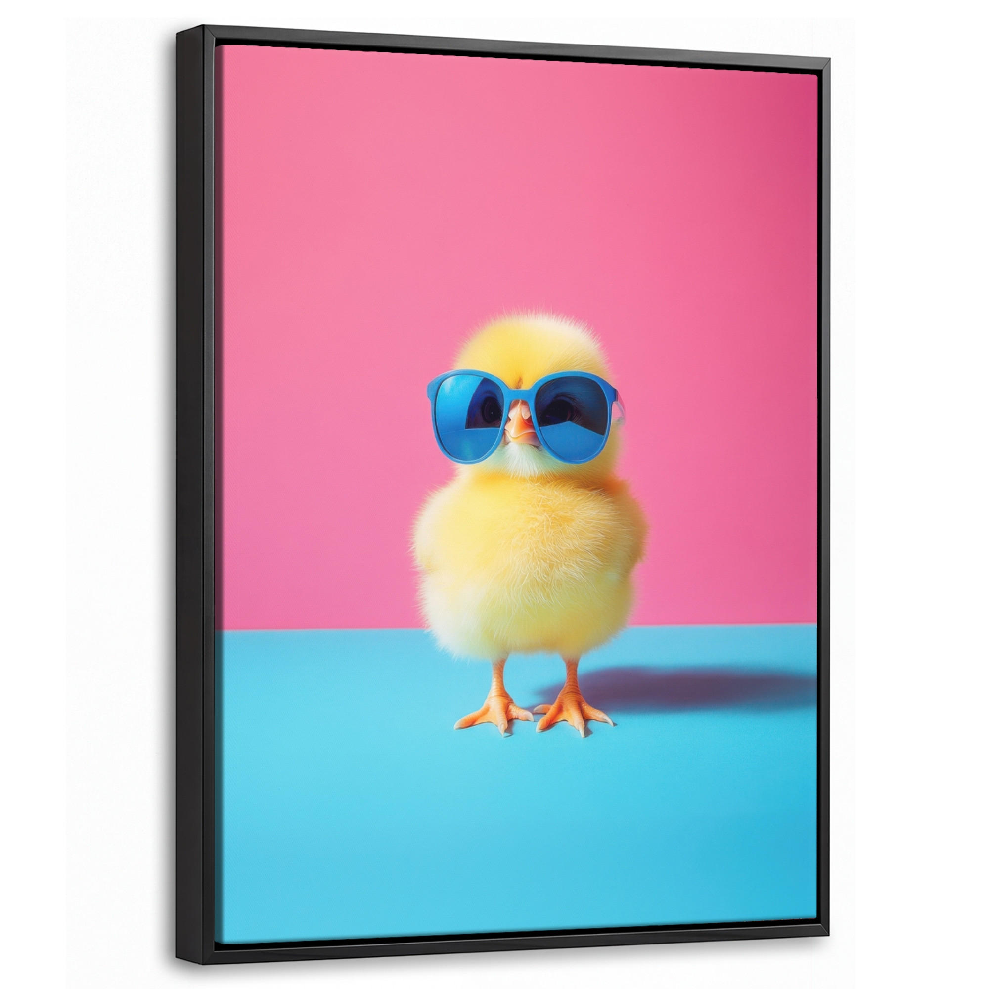 LEINWAND Bilder mit Rahmen - Chick - Sonnenbrille - Blau - 30x40 - Pink, Textil (30/40cm) - MuchoWow