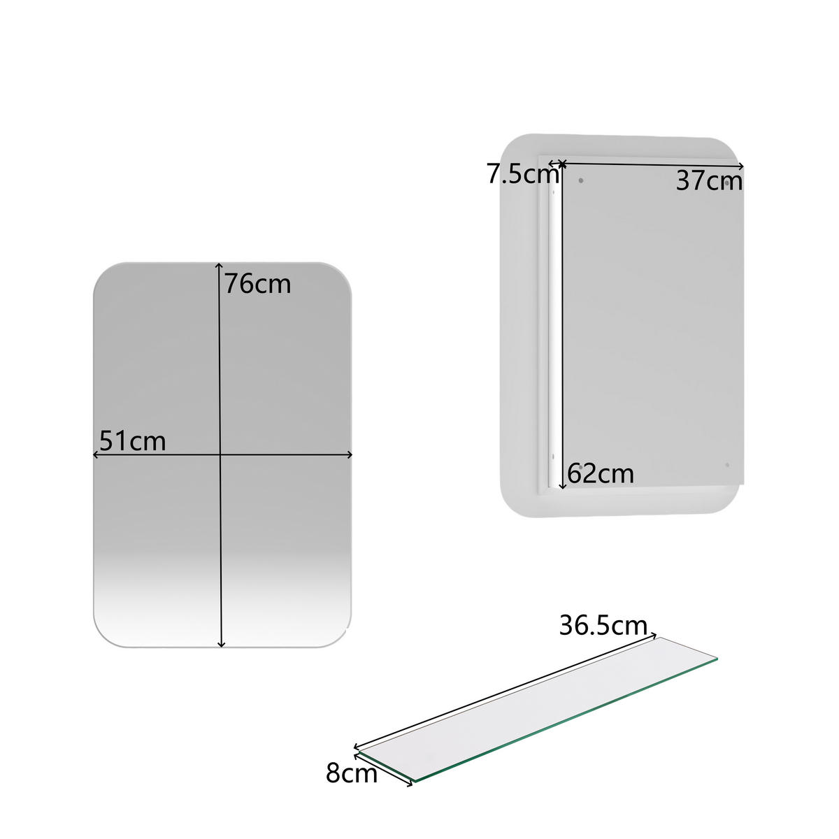 SPIEGELSCHRANK 76x51x12cm Weiß mit Aufbewahrung - Wandspiegel für Badezimmer - Weiß, Glas (76/12/51cm) - Modfu