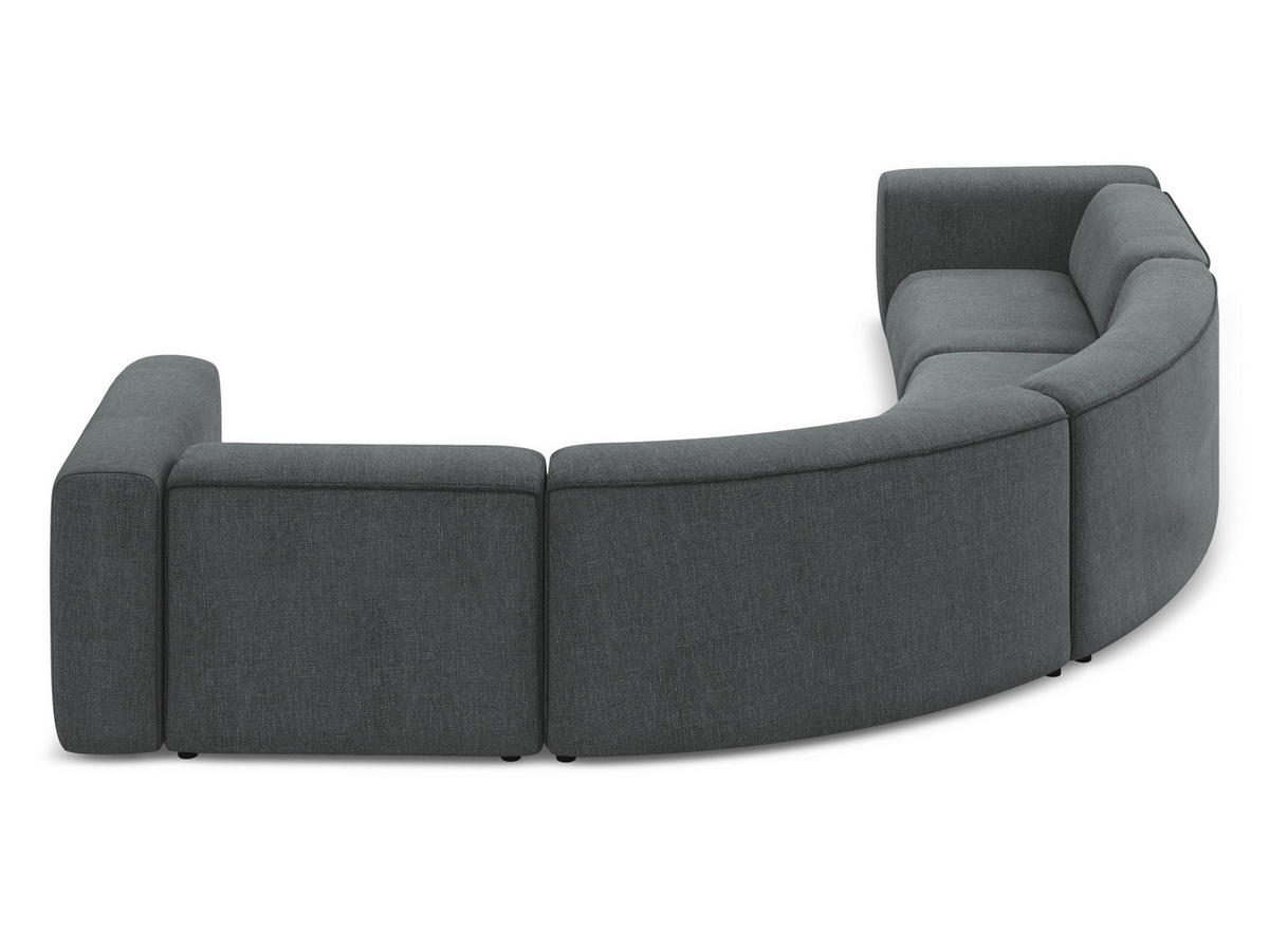 ECKSOFA Samt Stoff Grau - Dunkelgrau/Schwarz, Kunststoff/Textil (318/318cm) - Makamii
