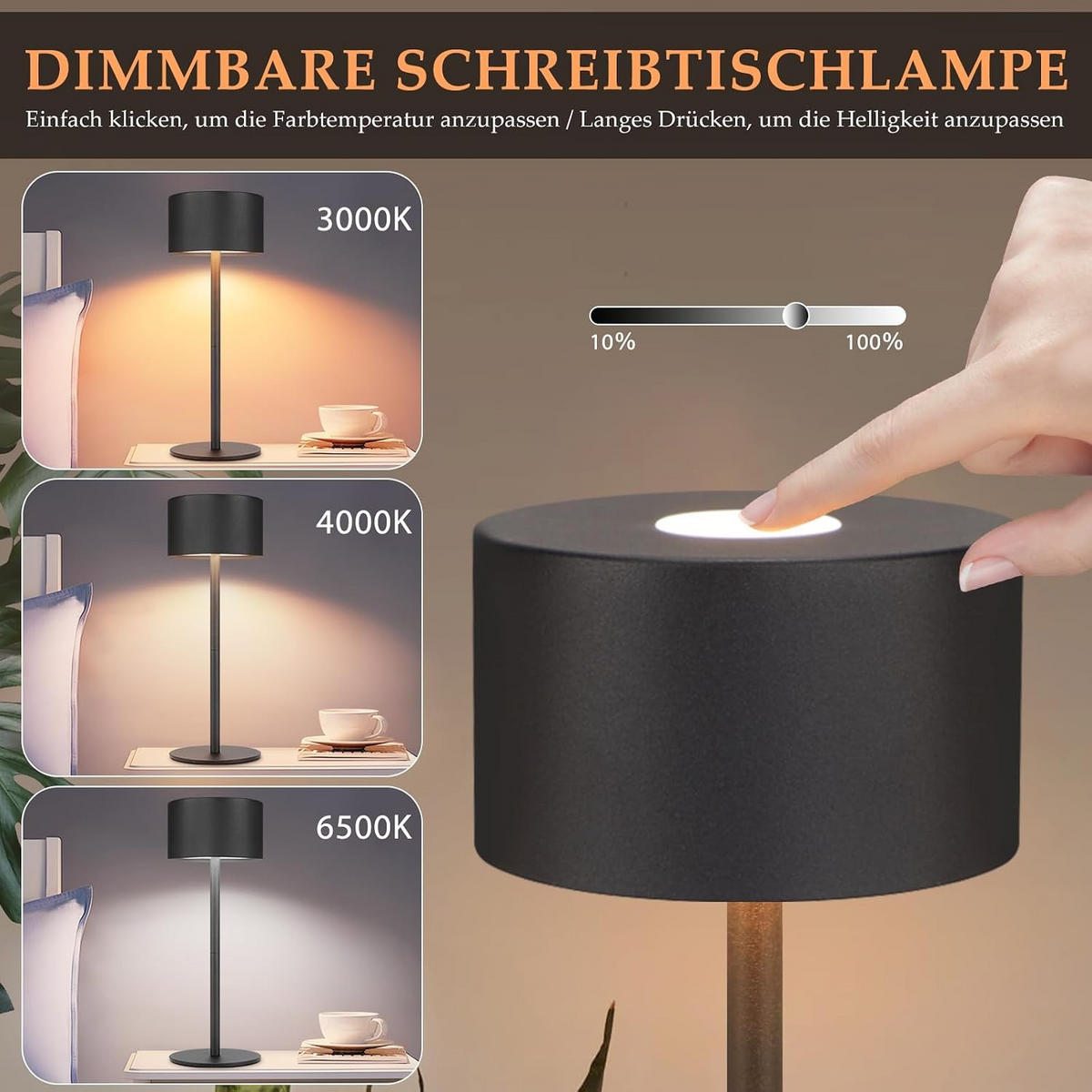 TISCHLAMPE Deltann 9/9/25 cm （2er-set） - Schwarz, Kunststoff/Metall (9/9/25cm) - ZMH