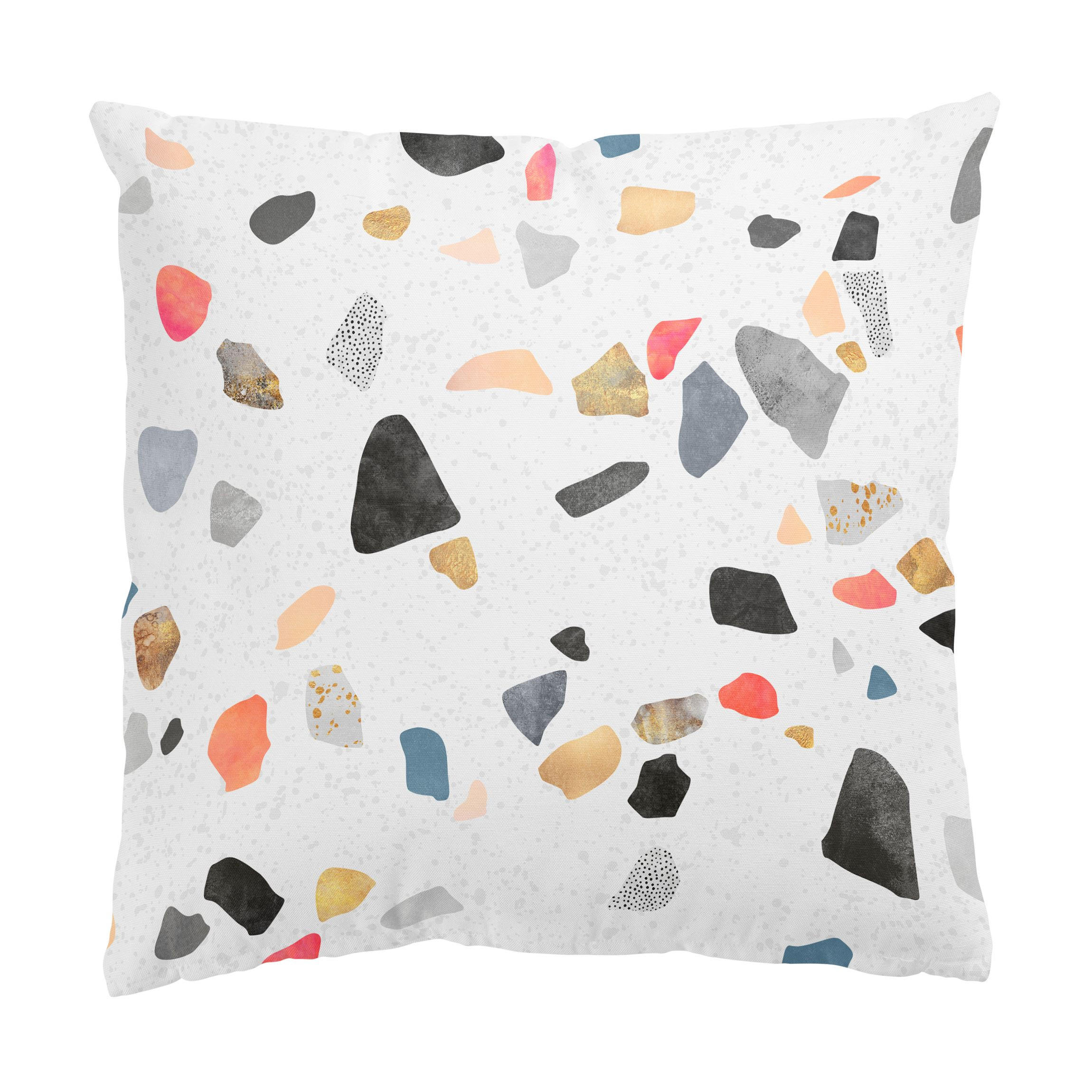 KISSENBEZUG Weißer Terrazzo mit Goldsteinchen 40/40 cm - Weiß, Textil (40/40cm) - Bilderwelten