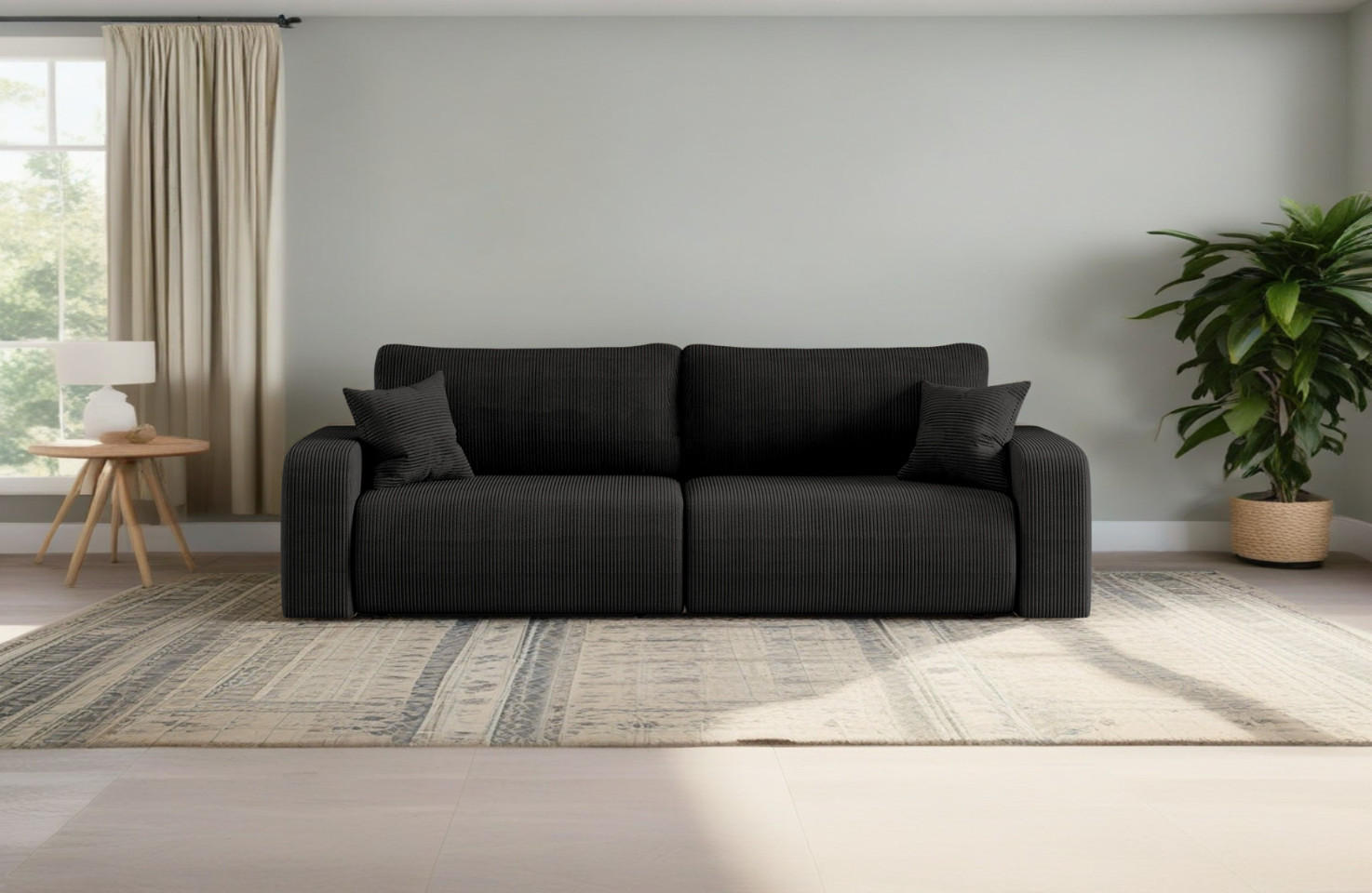 SCHLAFSOFA MILANO und Bettkasten Stoff Poso Schwarz - Schwarz, Holz (246/83/98cm) - Kaiser Möbel