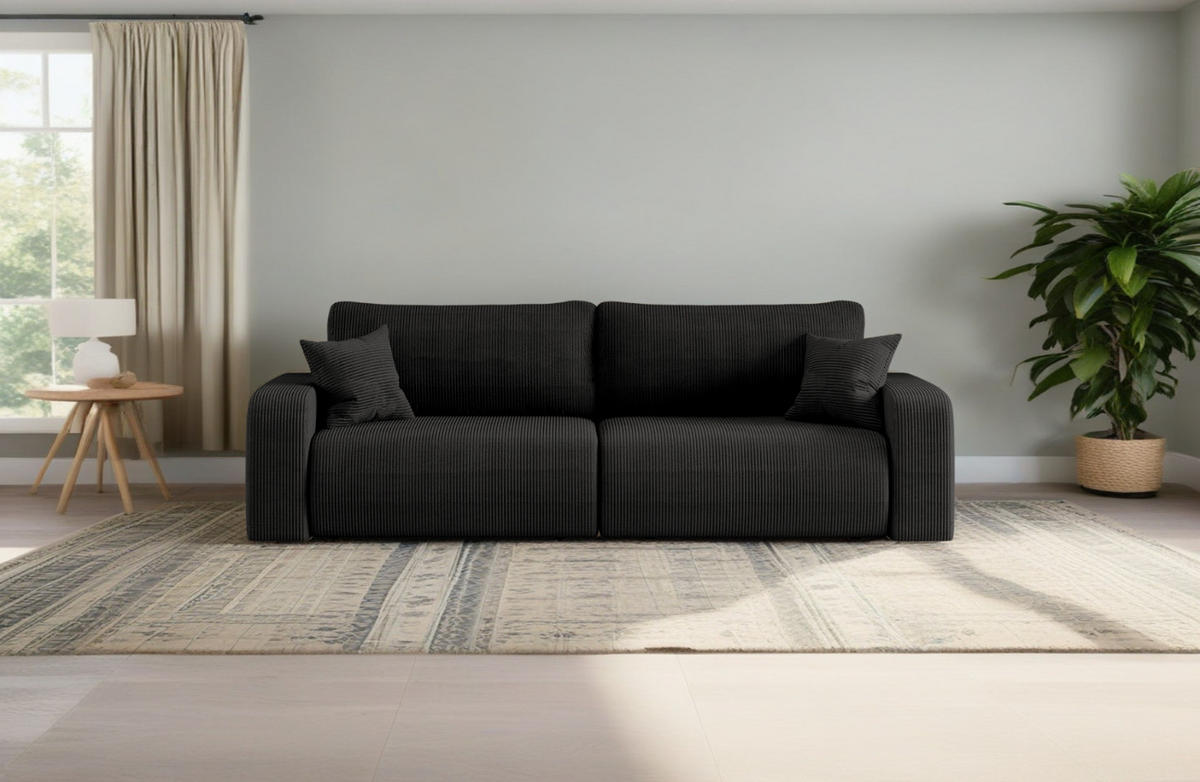 SCHLAFSOFA MILANO und Bettkasten Stoff Poso Schwarz - Schwarz, Holz (246/83/98cm) - Kaiser Möbel