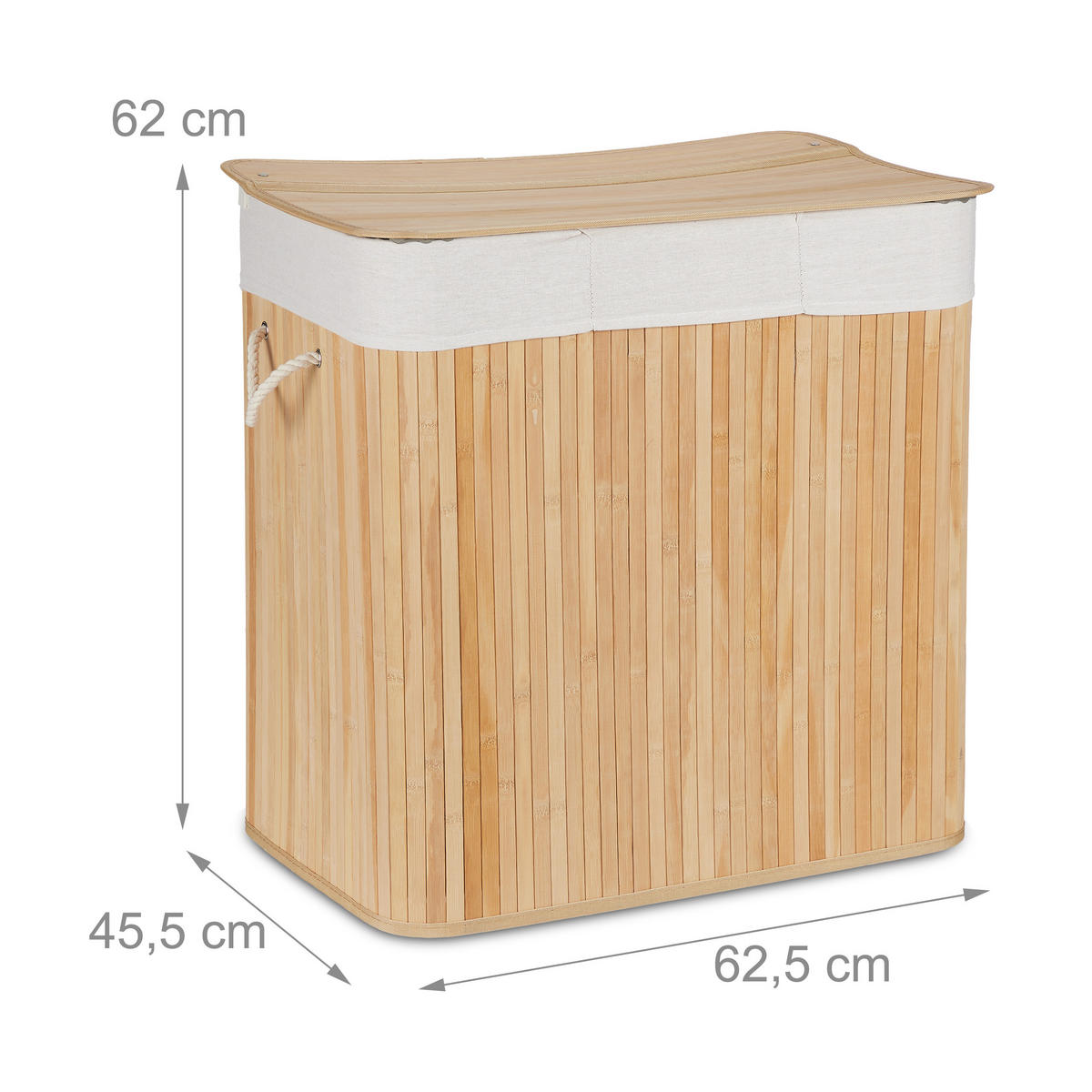 WÄSCHEKORB - Hellbraun, Holz/Wellpappe (62.5/62/42.5cm) - Relaxdays