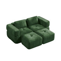 2-SITZER-SOFA DE-34428 modular mit 2 Hockern Grün - Grün, Textil (162/67/198cm) - ComfortXL