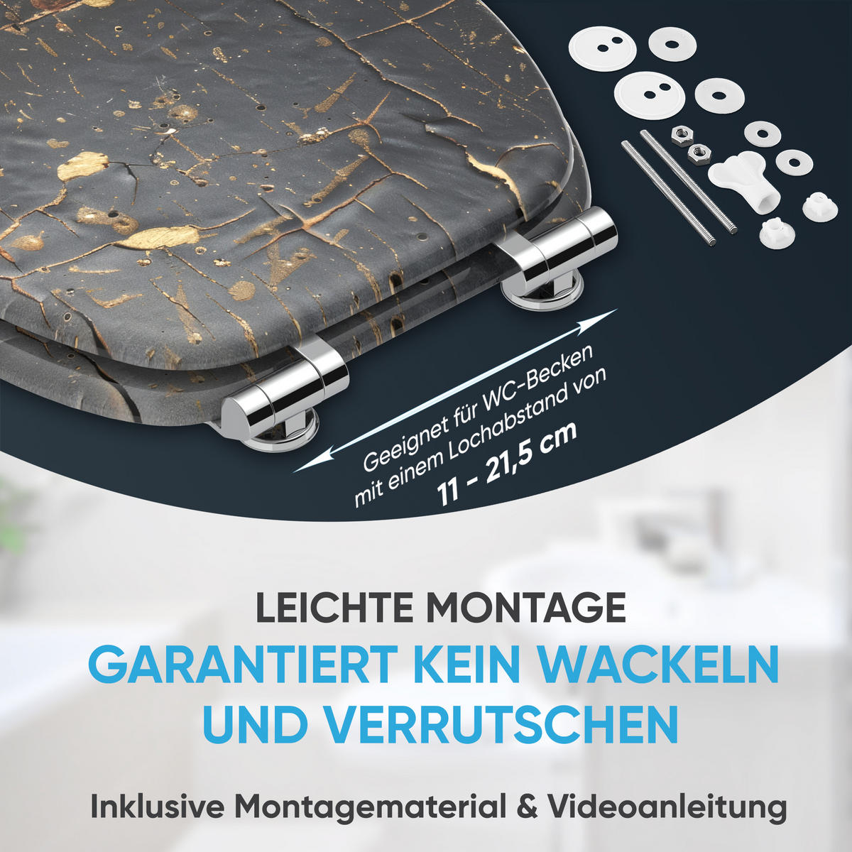 WC Sitz mit Absenkautomatik Shield - Schwarz, Holzwerkstoff (38/6/47cm) - Sanilo