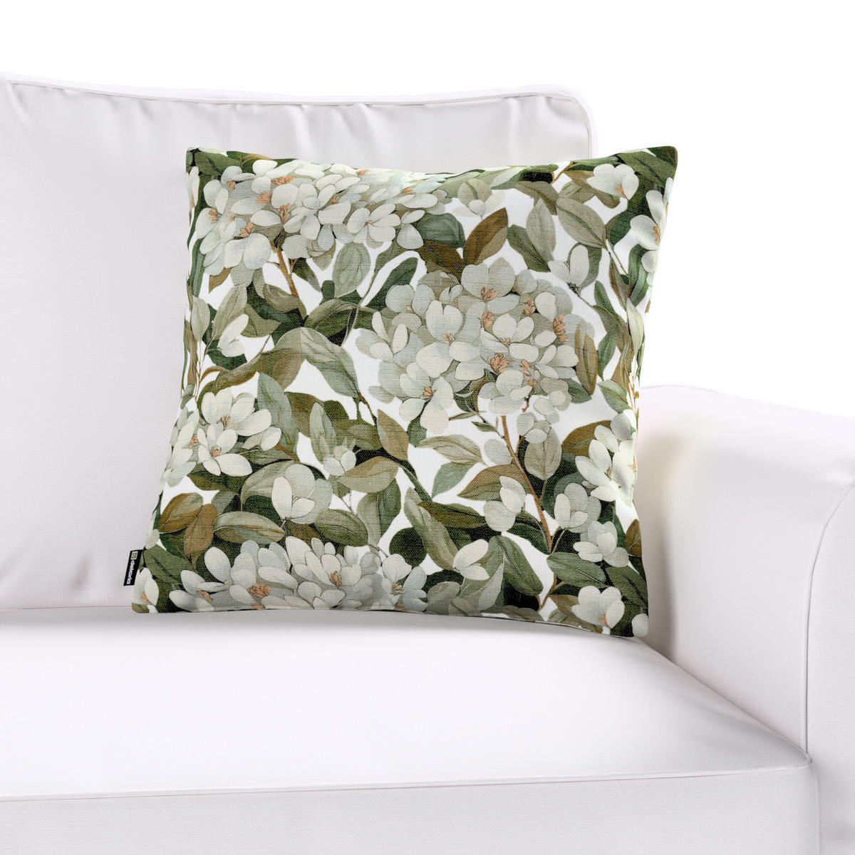 KISSENHÜLLE Botanic weiss- grün, 43x43 cm - Grün, Textil (43/43cm) - Dekoria