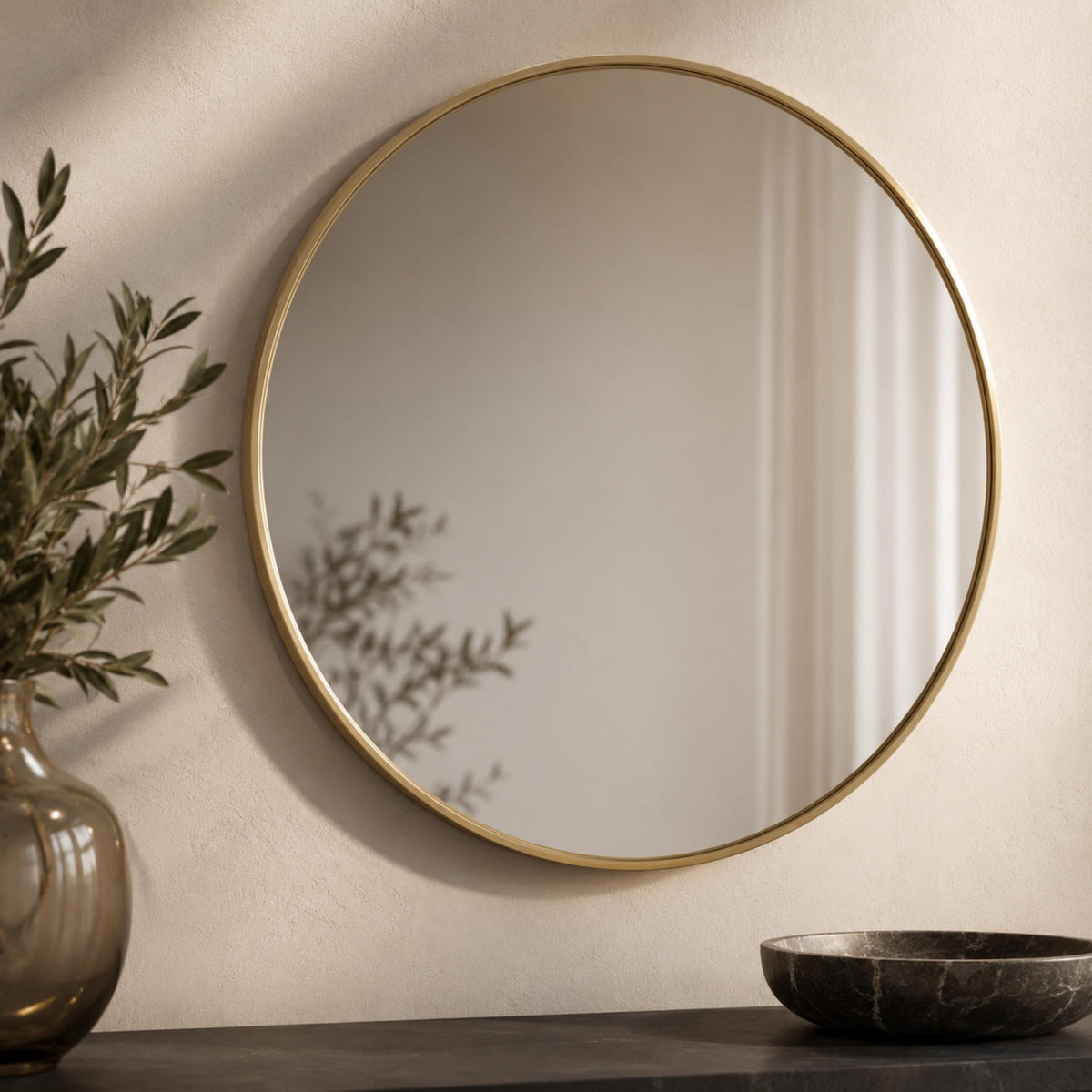 WANDSPIEGEL Løop 60 cm - Goldfarben, Metall (60/60/2.5cm) - SCENA LIVING