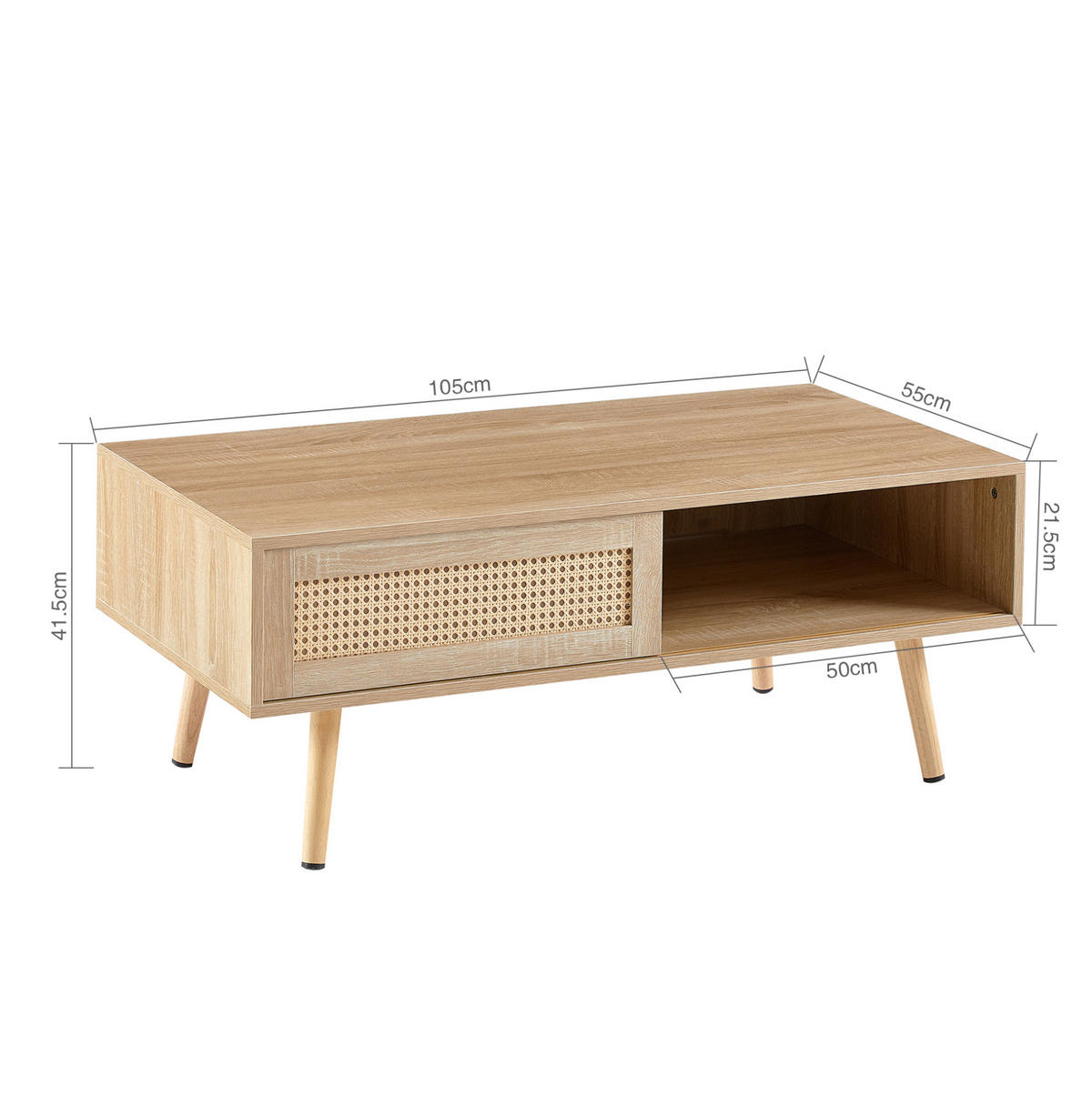KAVNA mizica iz MDF, 40/105/55 cm naravni les, s drsnimi drsnimi vrati - rjava, leseni material (105/55/40cm) - BEAOK