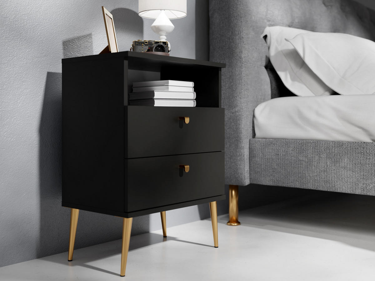NACHTTISCH Schwarz 50/69,5/33,9 - Schwarz, Holzwerkstoff (50/70/34cm) - RAUMHIRSCH FURNITURE