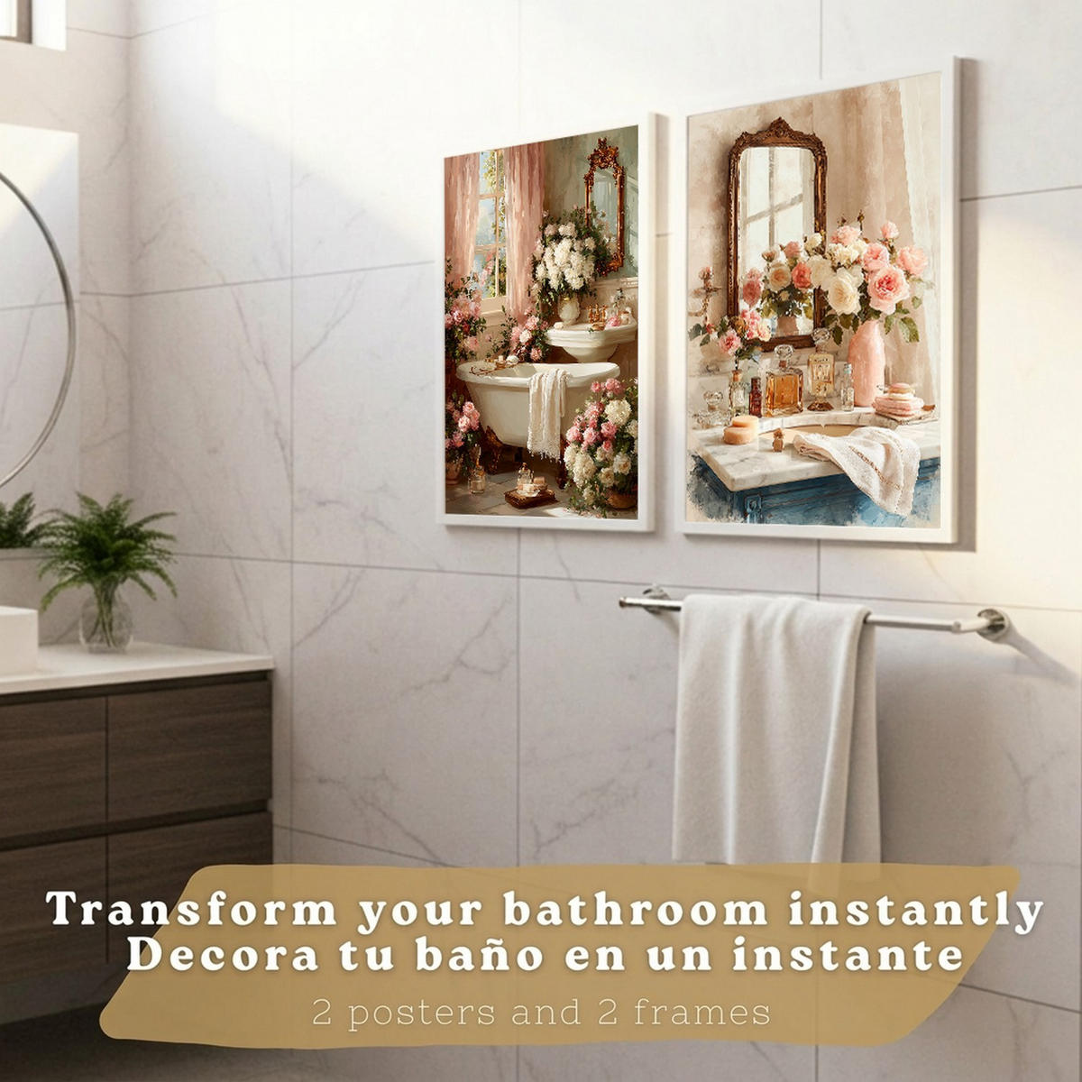 PLAKÁT Sada 2 Baño revista Bílý rám A3 - bílá, papír (42/29.7/3cm) - Nacnic