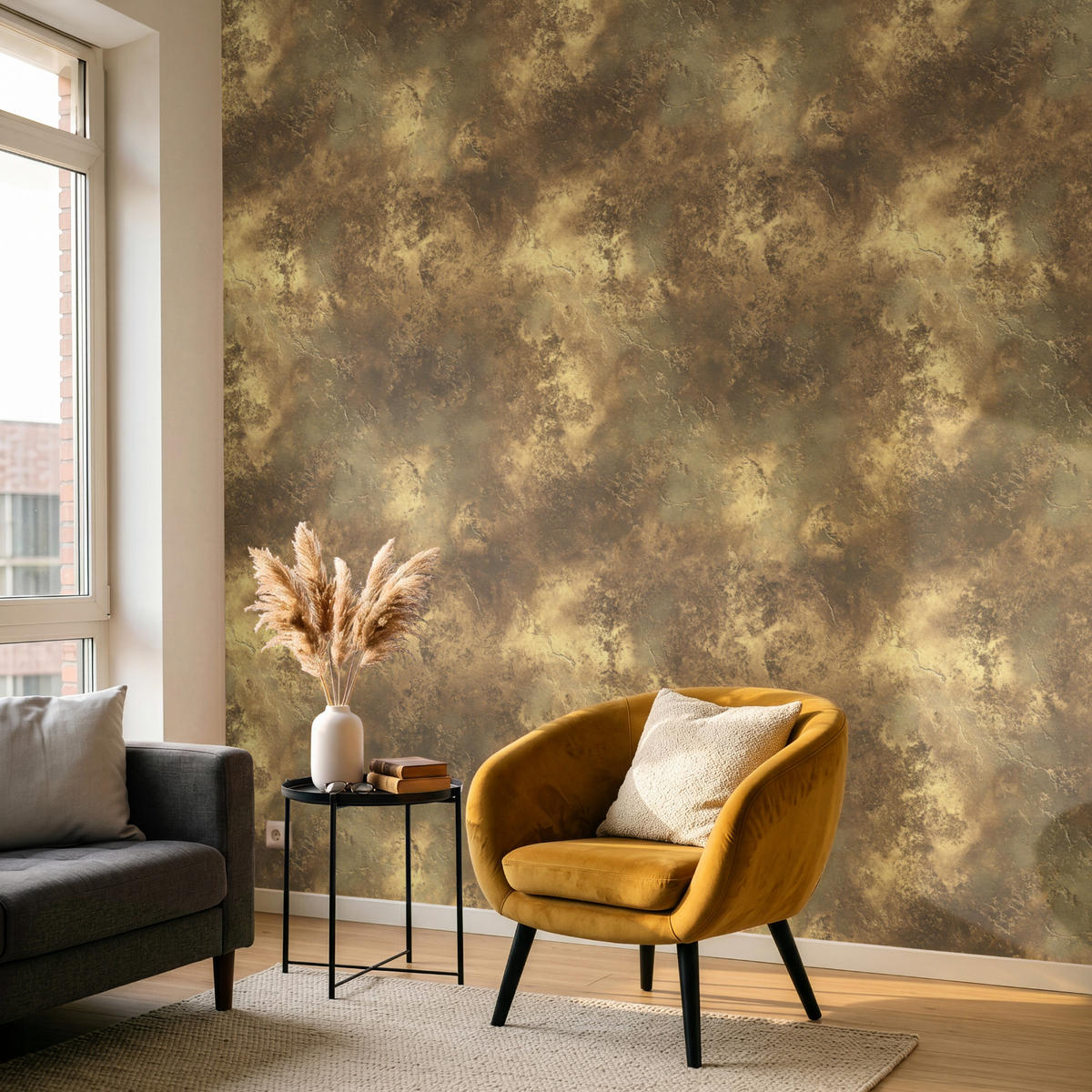 TAPETE - Antik - Metallic-Look - Gold - 220x240 cm - Messingfarben, Papier (220/240cm) - OnlyWow