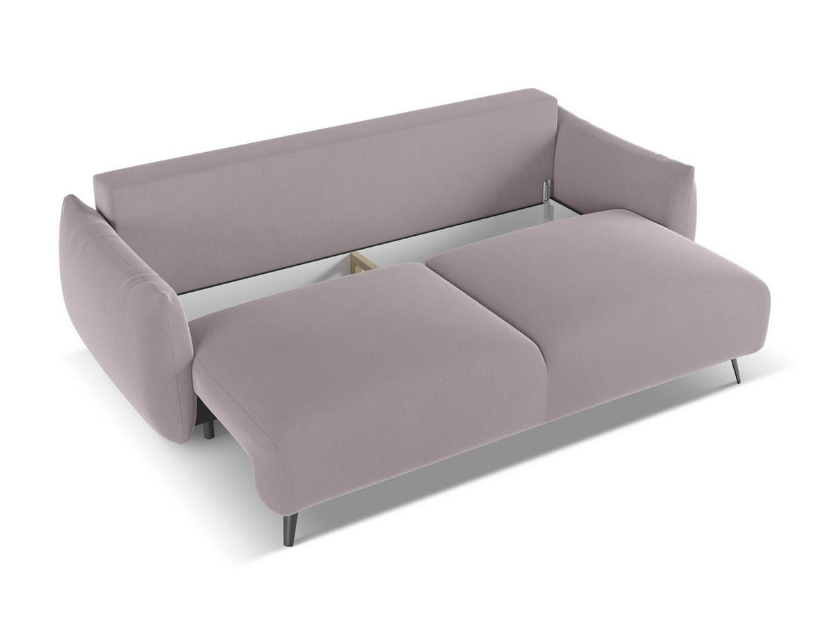 3-SITZER SOFA mit Schlaffunktion Chenille Stoff Grau - Silberfarben/Schwarz, Kunststoff/Textil (216/86/105cm) - Makamii