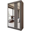 SCHWEBETÜRENSCHRANK Gaja 120/216/61 graphit mit Spiegel - Graphitfarben, Holzwerkstoff (120/216/61cm) - Beautysofa