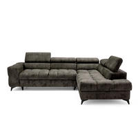 ECKSOFA PUDDING L Rechts mit Schlaffunktion 128x197 Velours Braun - Schwarz/Braun, Holz/Textil (204/270cm) - Muffo