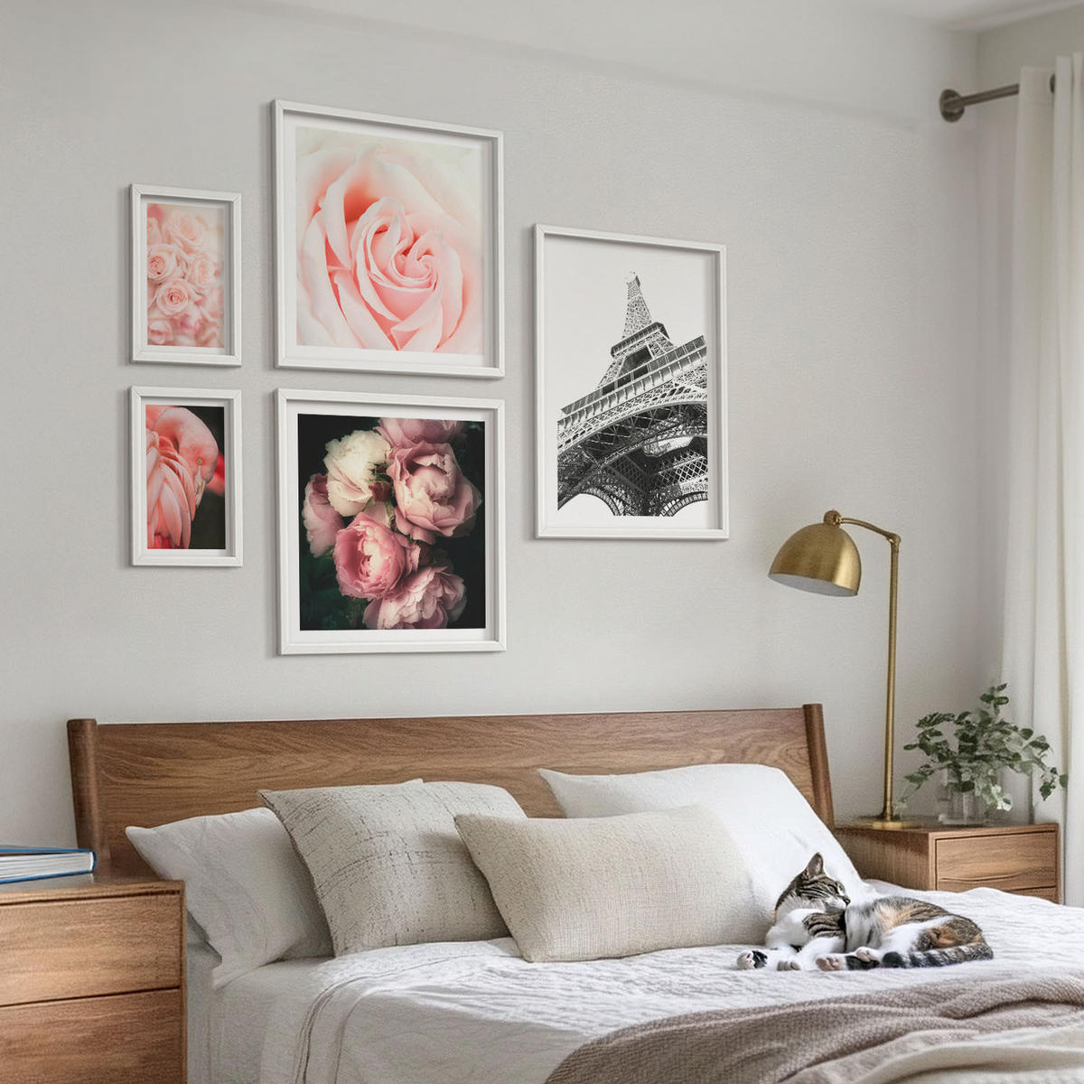 WANDBILDER 5er-Set - 50x50 cm & 20x30 cm & 40x60 cm Weißer Rahmen - Berge, Wasser, wunderschöne Landschaften - Weiß, Kunststoff (40/60cm) - ArtPrintCave