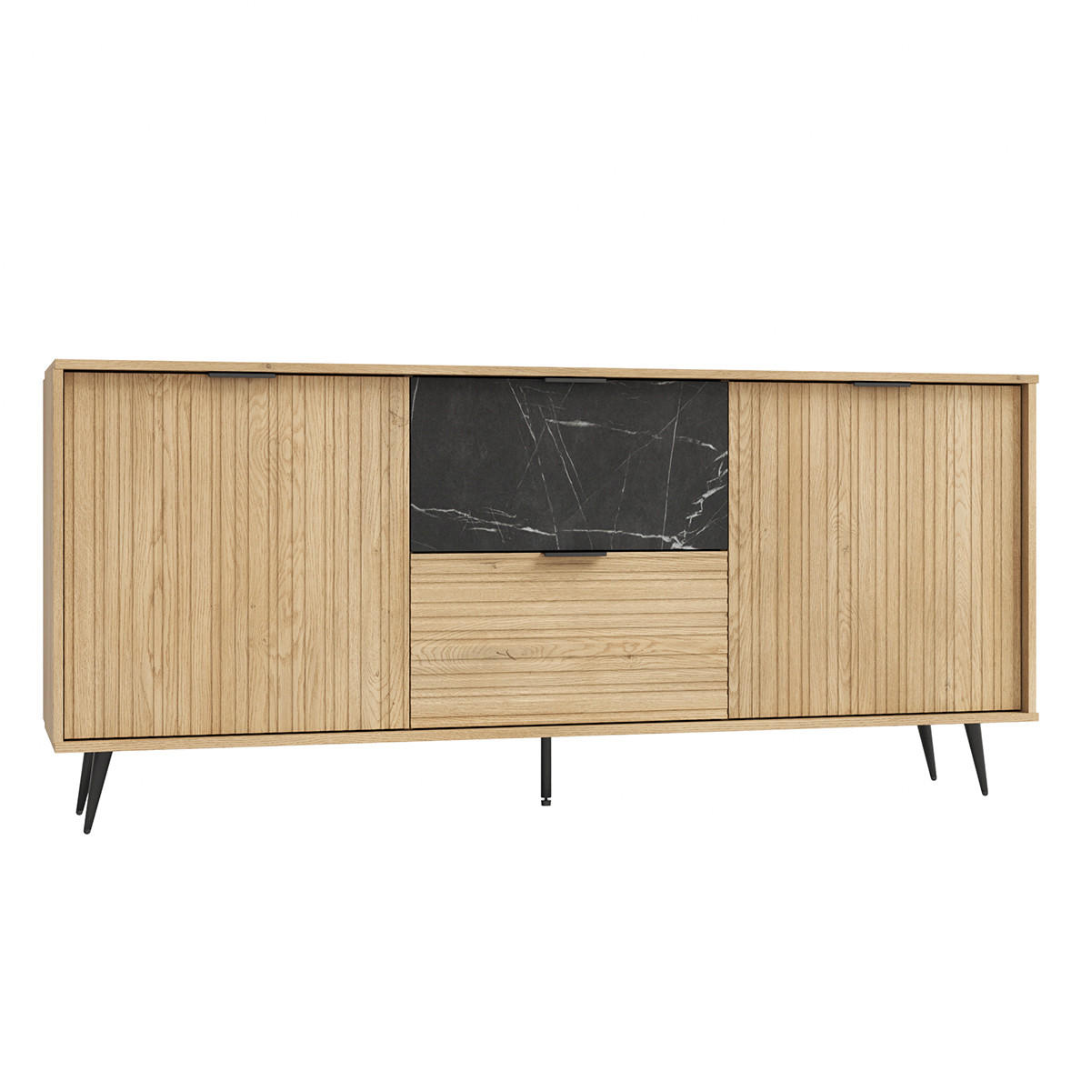 SIDEBOARD Luka Holz und Schwarz - Schwarz, Holzwerkstoff (180/80/40cm) - Petits-meubles