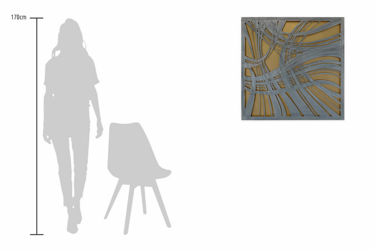 METALLBILD Gold 80/80 cm - Silberfarben/Goldfarben, Metall (3/80cm) - KUNSTLOFT