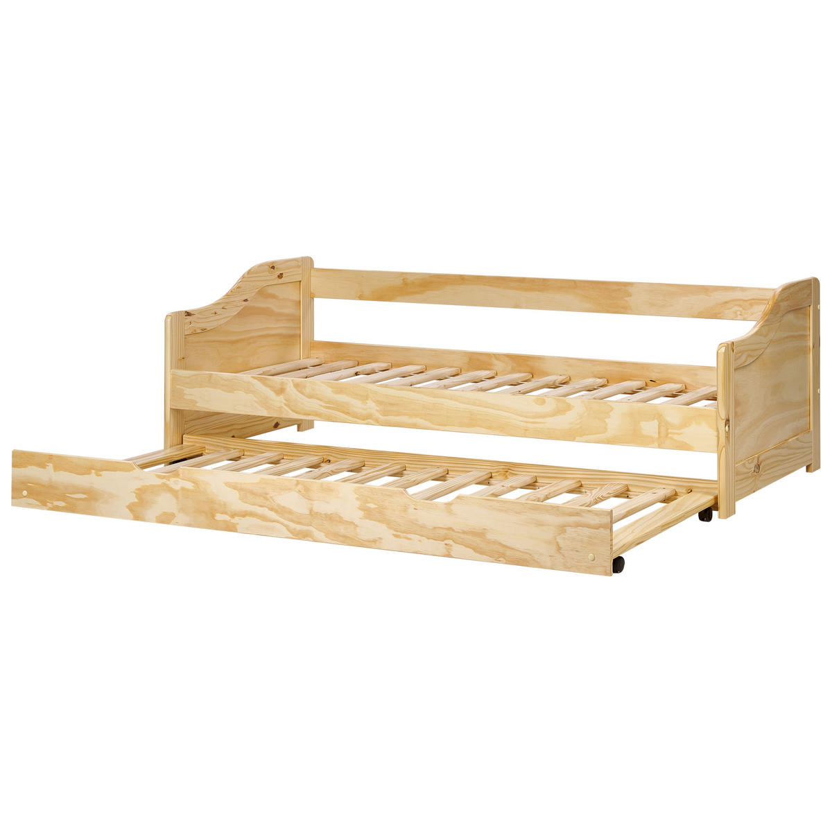 AUSZIEHBETT 90x200 cm Heller Holzfarbton Luneray - Hellbraun, Holz (90/200cm) - Beliani
