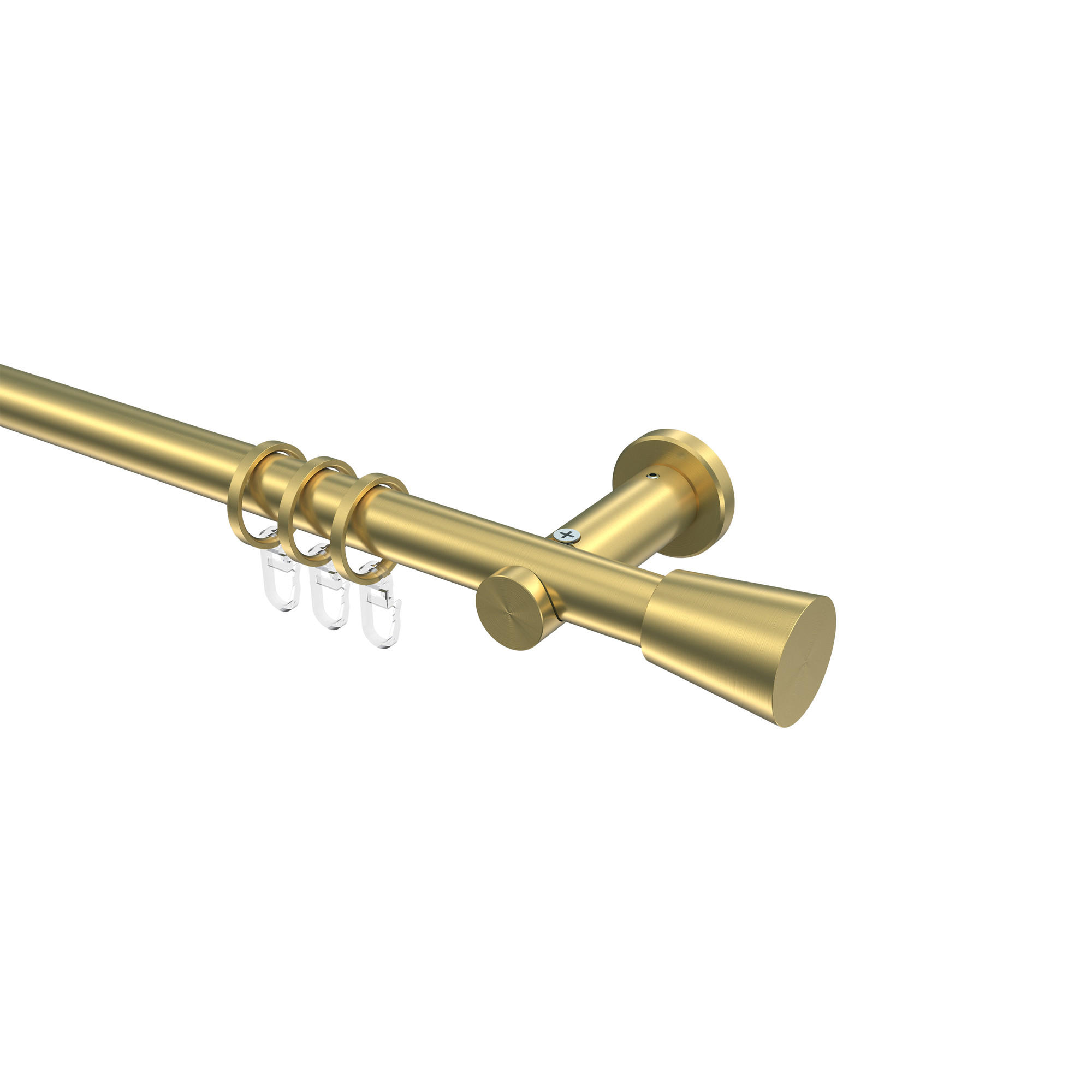 GARDINENSTANGE Platon Sitra 520 cm (geteilt in 4 x 130 cm), 1-läufig, 20 mm Ø Messing-Optik - Messingfarben, Metall (520cm) - INTERDECO