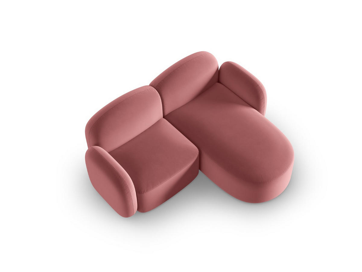 ECKSOFA rechts Blair aus Samt lachs 3 Sitzplätze - Pink, Textil (155/194cm) - Micadoni
