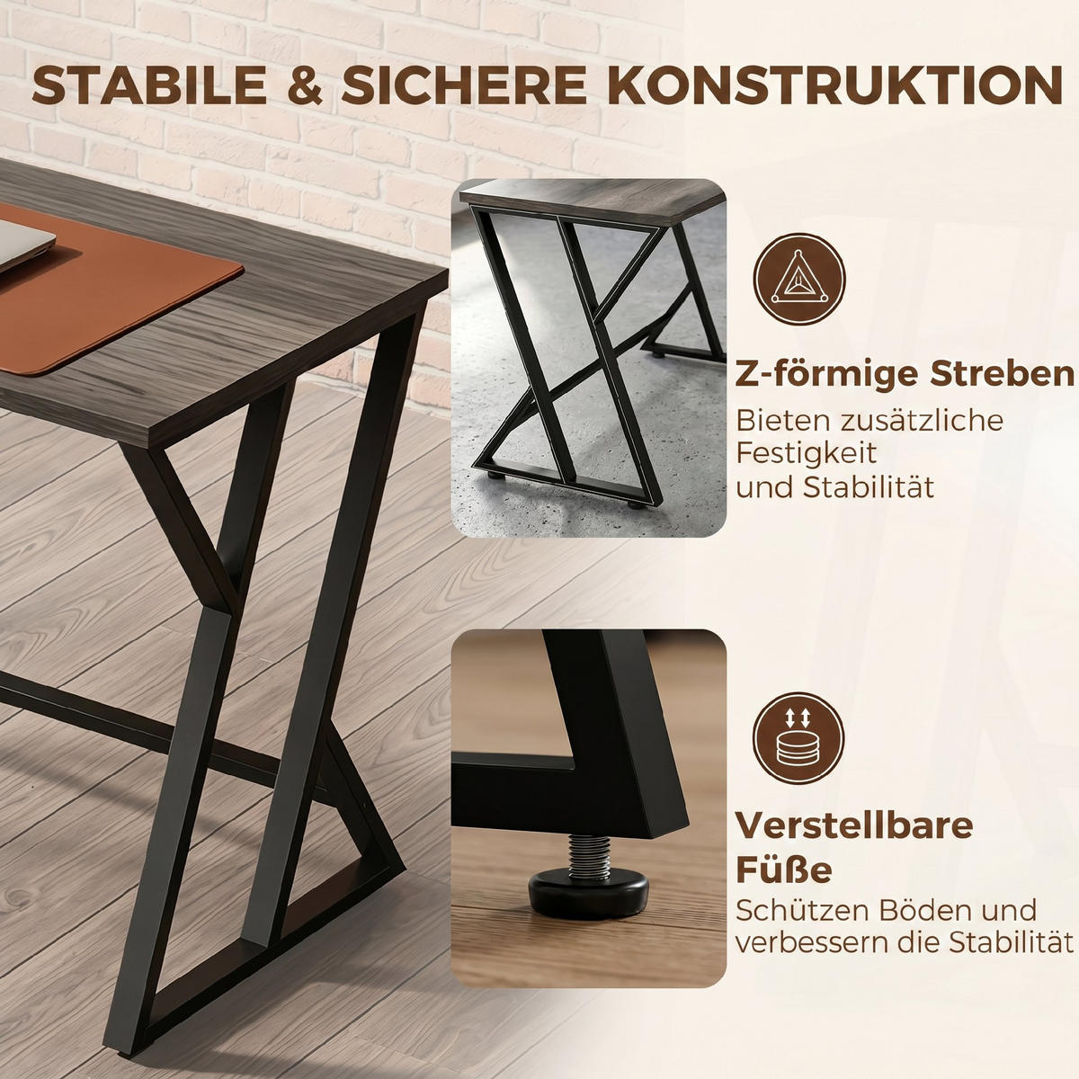 SCHREIBTISCH Grau 60.0/120.0/76.5 cm - Grau, Holzwerkstoff (60/120/76.5cm)