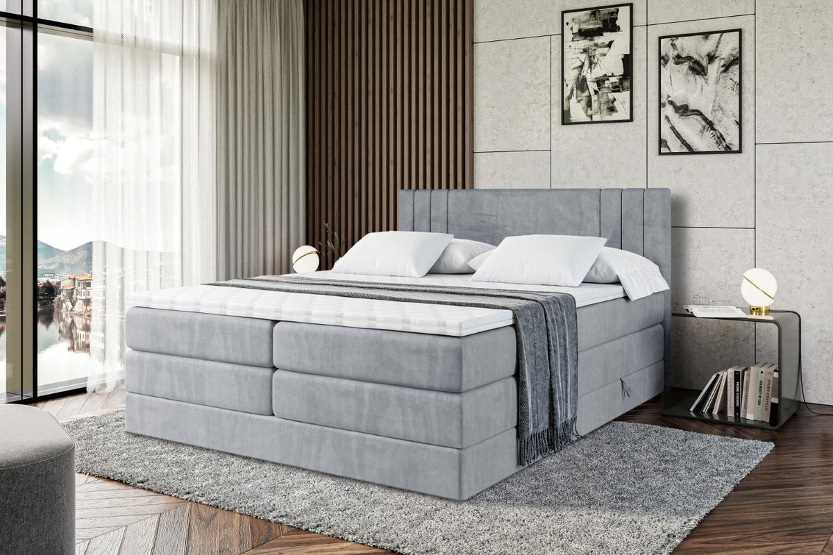 BOXSPRINGBETT IDRIKO KING - 200x200 - H3/H4 - Grau - Grau, Holzwerkstoff (200/200cm) - ALTDECOR
