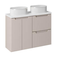 BADMÖBEL-SET 5 Teile Nova Cashmere N BM145 in Kaschmir Matt/ Weiß Matt - Kaschmir/Weiß, Holz (120/57/40cm)