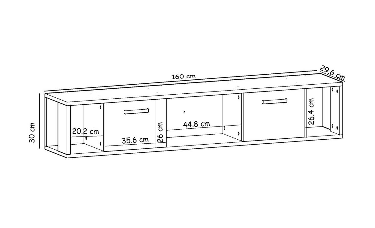 TV-LOWBOARD Aldora Schwarz Marmor Optik 9598 - Dunkelgrau/Schwarz, Holzwerkstoff (160/30/30cm) - moebel17