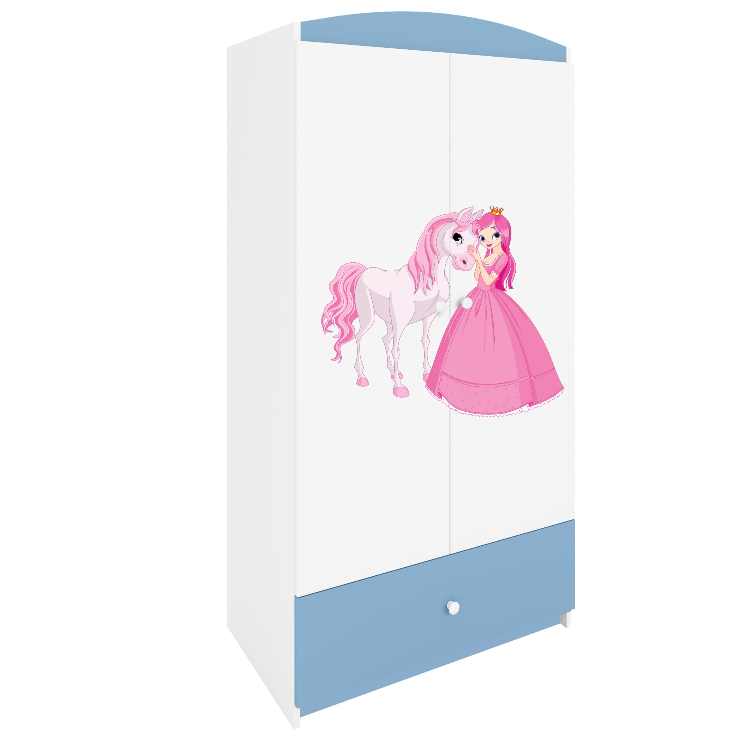 KINDERKLEIDERSCHRANK Prinzessin I - Blau, Holzwerkstoff (90/175/52cm) - RAUMHIRSCH FURNITURE