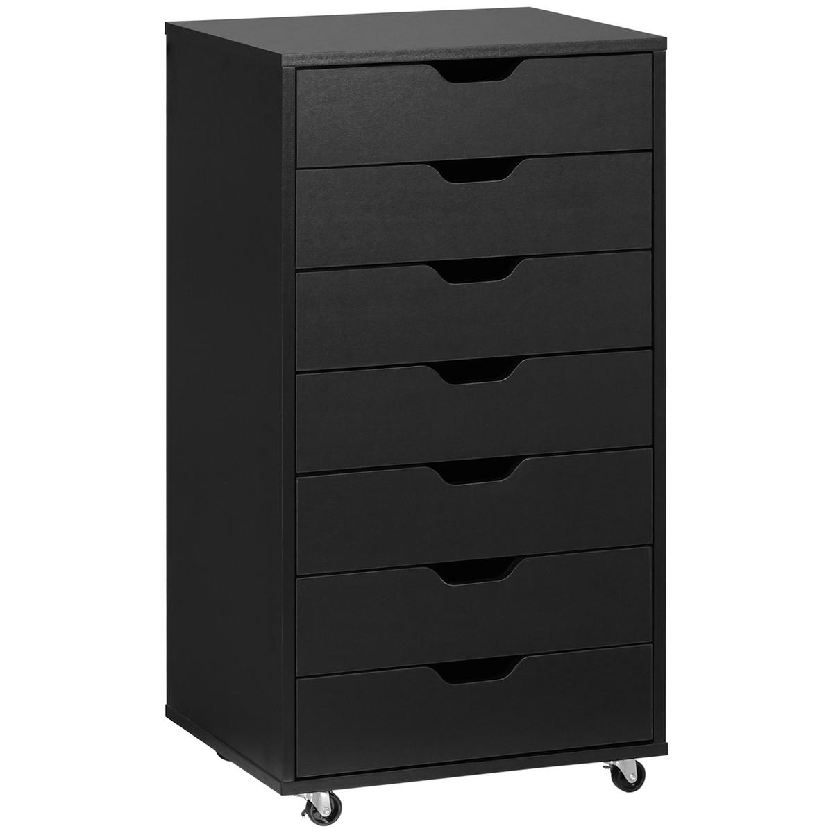 ROLLCONTAINER DE-14439 7 Schubladen für A4/Letter - Schwarz, Holzwerkstoff (39.5/90/47.5cm) - ComfortXL