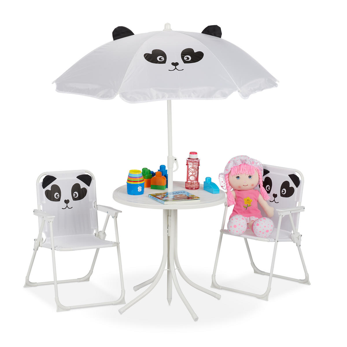 CAMPING-KINDERSITZGRUPPE - Weiß, Kunststoff/Textil - Relaxdays