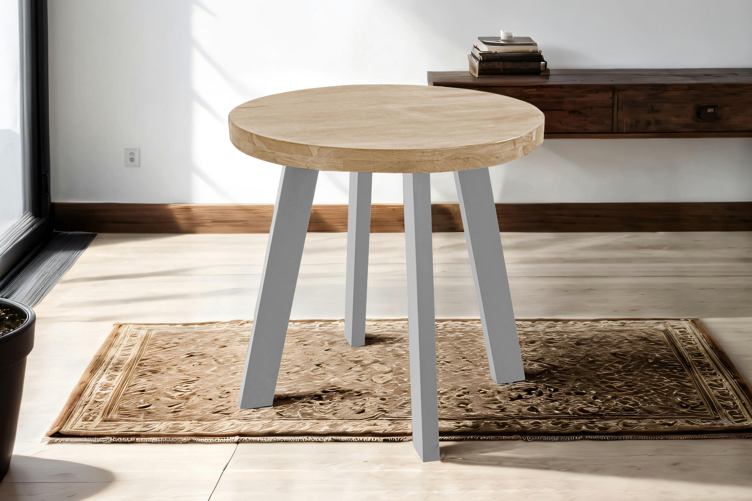 ESSTISCH SOPHIA - Beige/Silberfarben, Holz/Metall (90/90/78cm) - SAM
